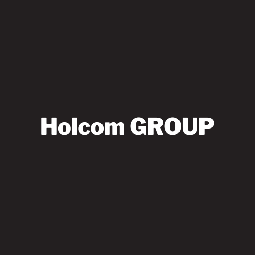 Holcom GROUP logo on a dark background, white bold text.